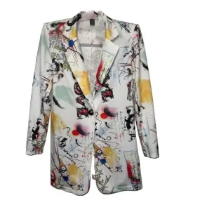 Abstract Art Print Long Sleeves Lapel Suit Blazer