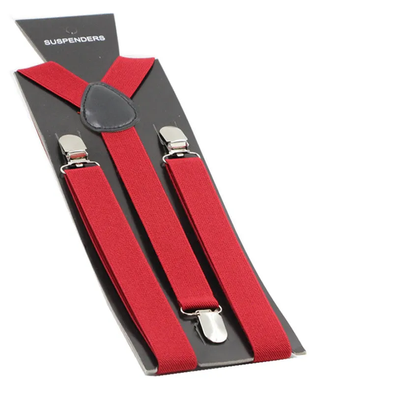 Adjustable 100cm Dark Red Adult Mens Suspenders