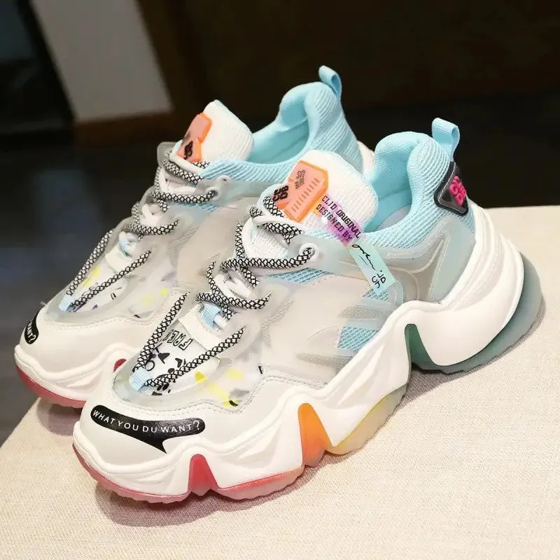 Aesthetic Rainbow Chunky Platforn Sneakers