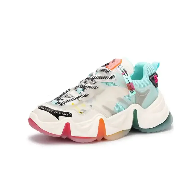 Aesthetic Rainbow Chunky Platforn Sneakers