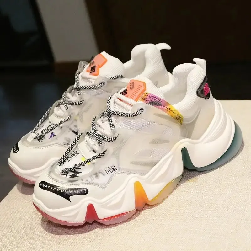 Aesthetic Rainbow Chunky Platforn Sneakers