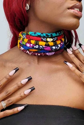 African Print Layered Choker Necklace (6-Layers)