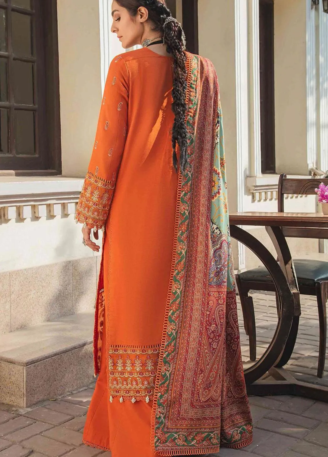 Afrozeh Embroidered Linen Unstitched 3 Piece Suit - 08