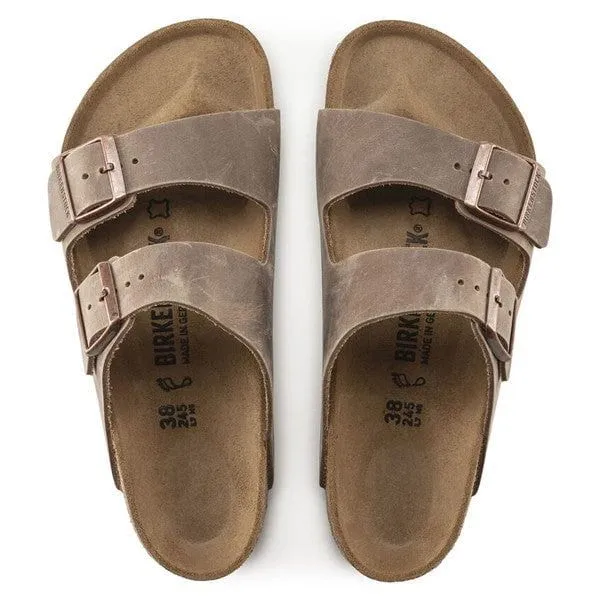 BIRKENSTOCK ARIZONA OILED LEATHER SLIDES_ WOMEN