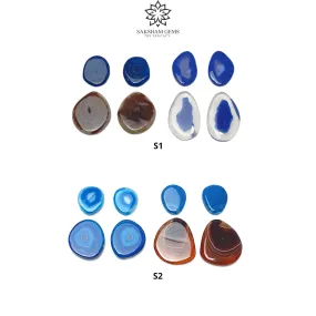 BOTSWANA AGATE Gemstone Cabochon : Natural Color Enhanced Bi-Color Agate Uneven Shape 8pcs Set