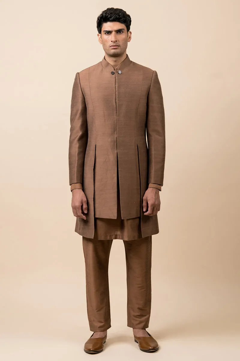 Brown Panelled Achkan