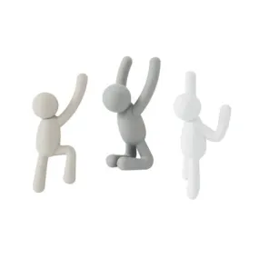 Buddy Hooks - Set of 3 Multi Grey