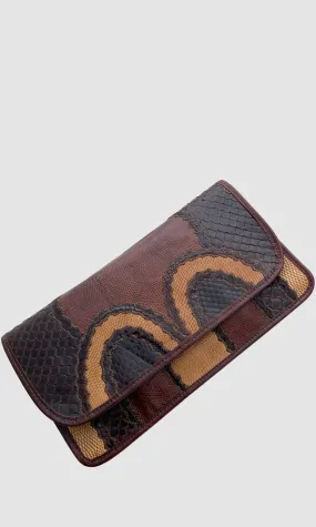 CARLOS FALCHI 80s Patchwork Snake and Lizard Leather Clutch