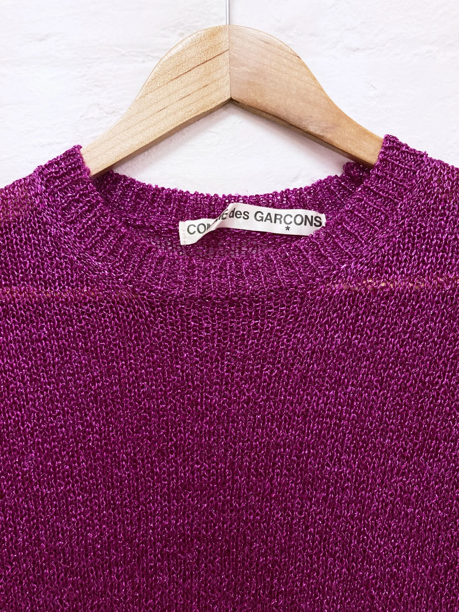 Comme des Garcons 1999 pinky purple nylon sweater with glittery finish