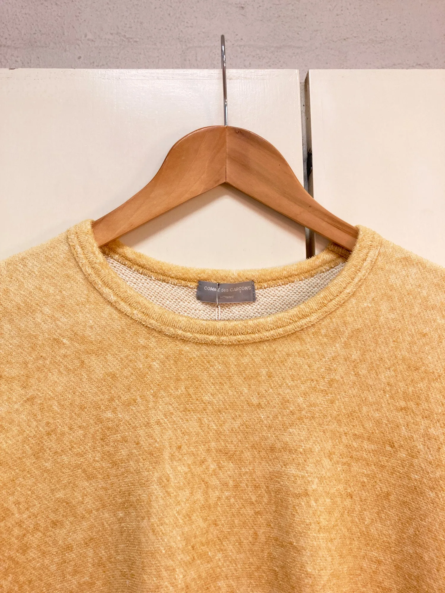 Comme des Garcons Homme 1990s sand-y yellow towelling sweatshirt - M