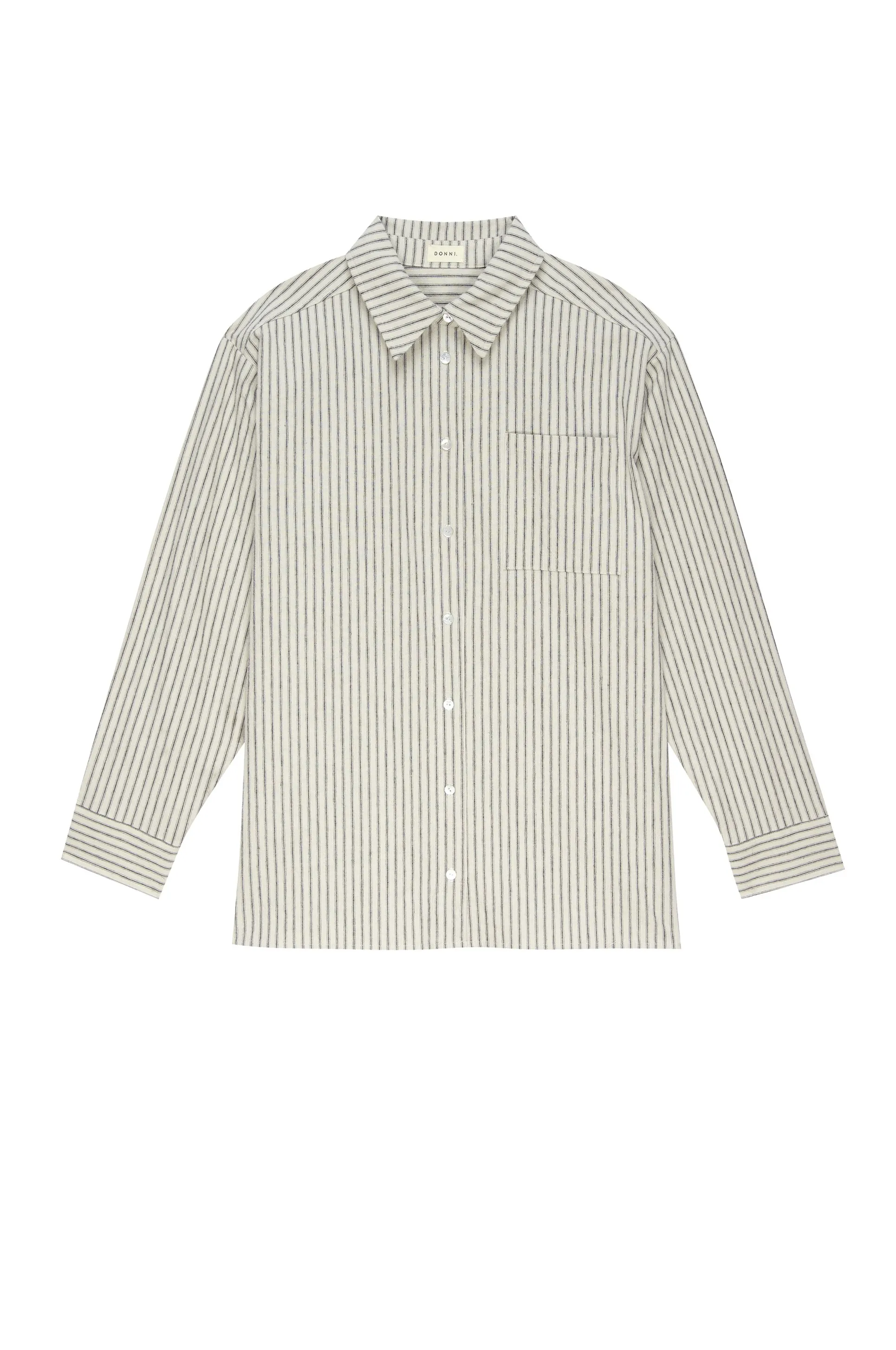 Donni The Linen Stripe Relaxed Shirt Stone Stripe