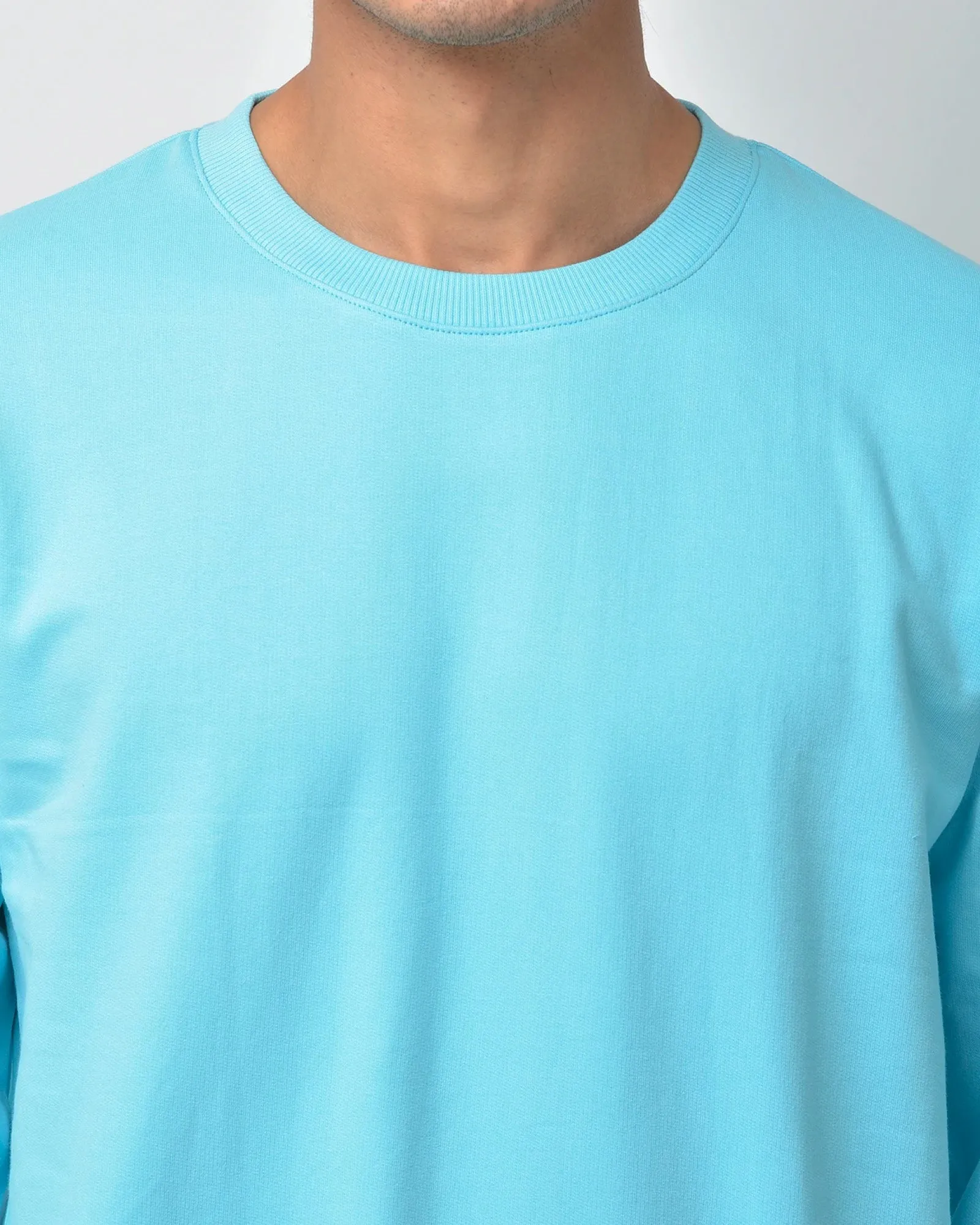 Drop Shoulder Sweatshirt: Aqua Blue