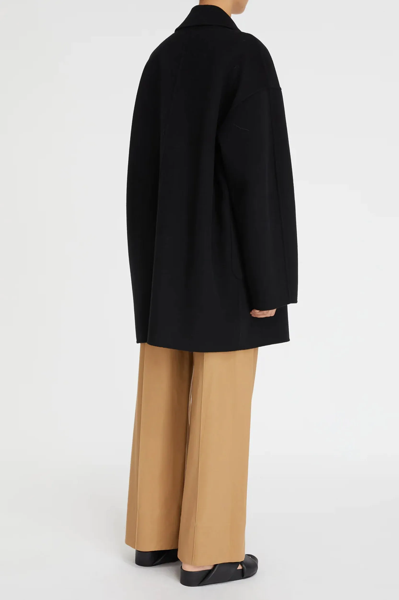 Florentine Cashmere Pea Coat in Black