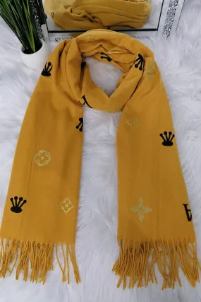 Foil Geometric Print Tassels Scarves