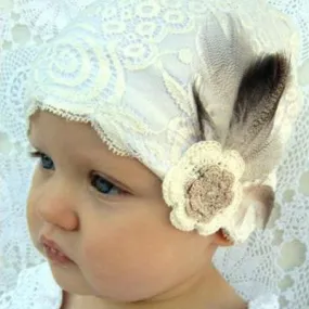 Lace Bonnet - Duck Feather