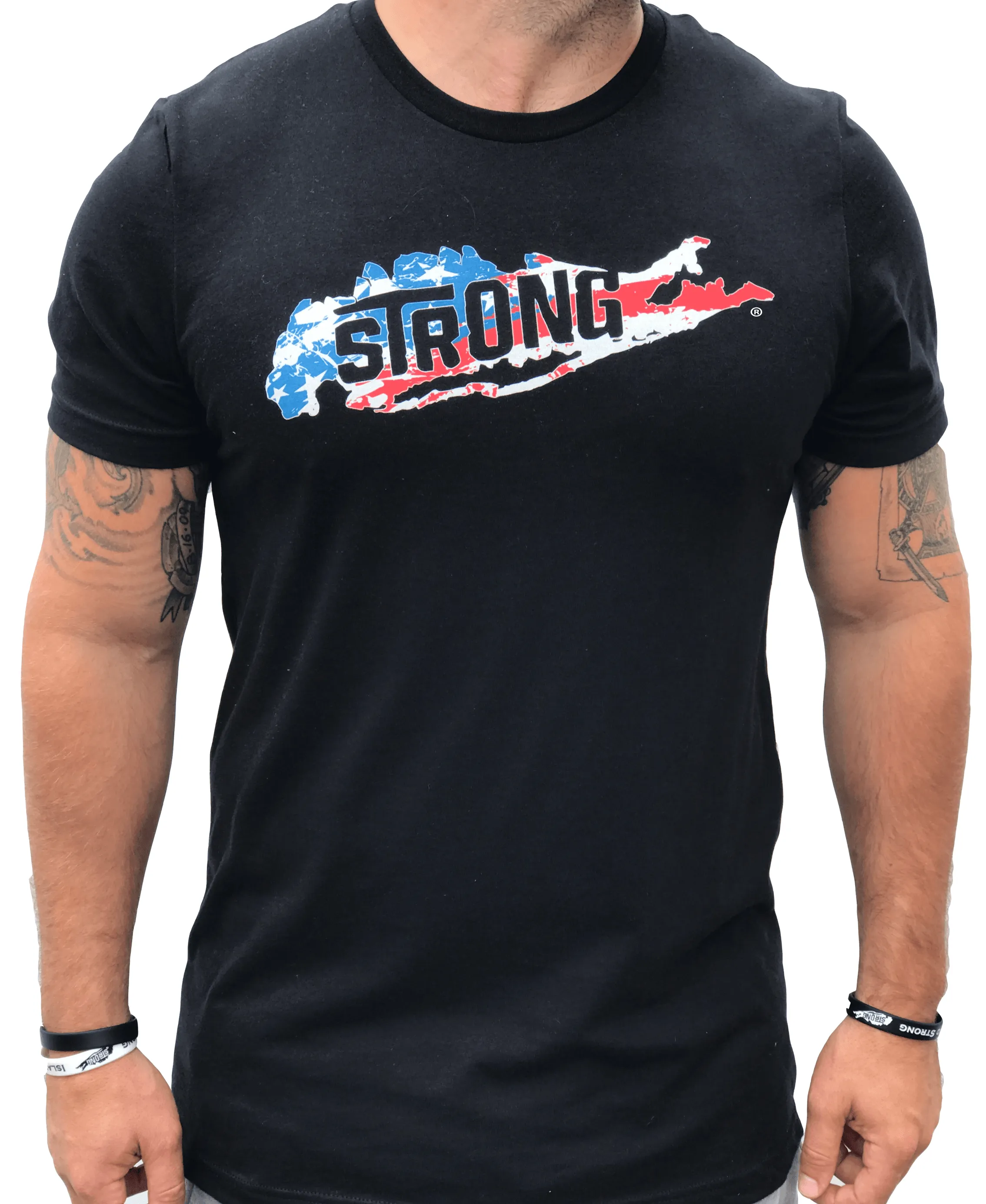 Long Island Strong American Flag T'Shirt (Heather Charcoal)