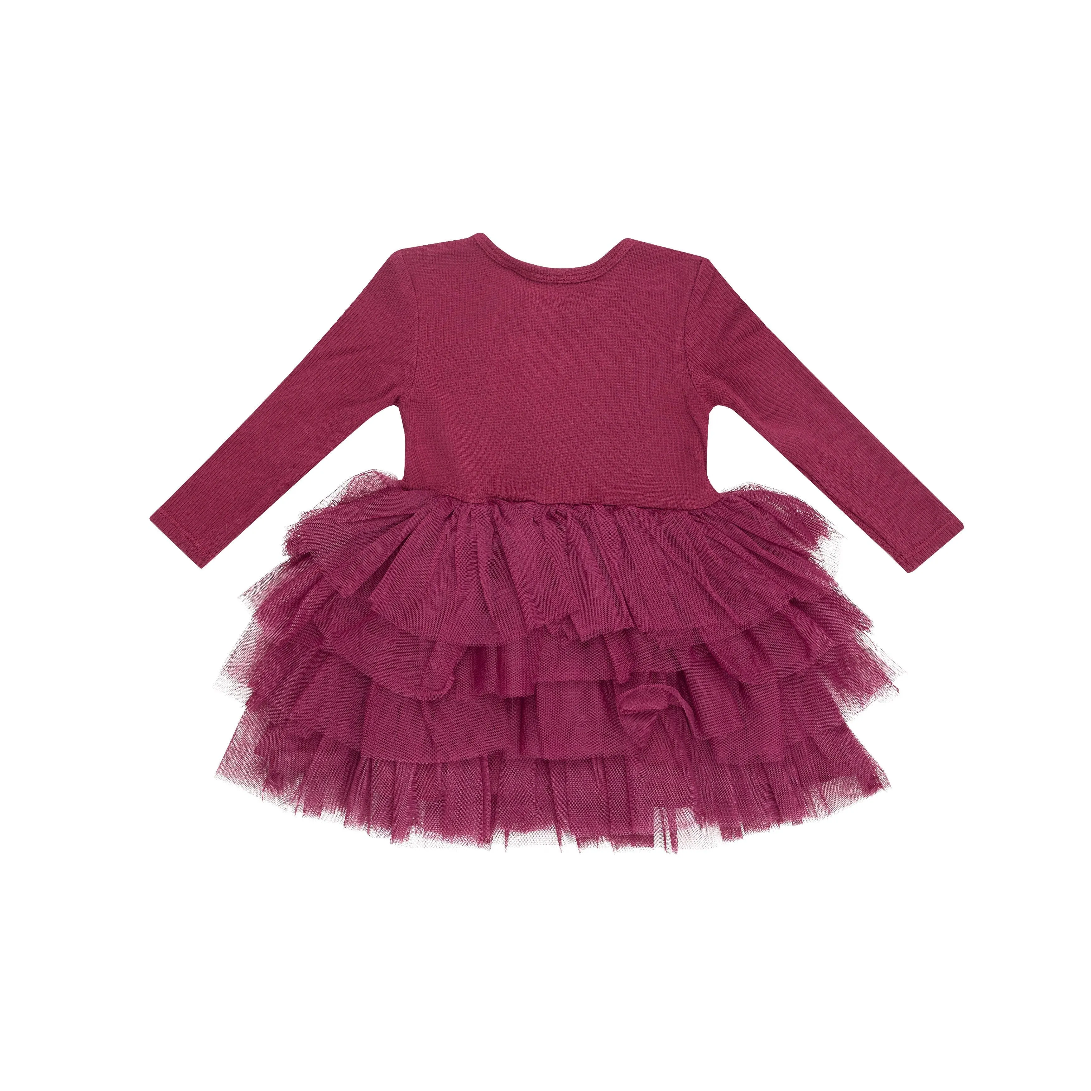 L/S Layered Tulle Dress - Basic | Solid Rose Bud