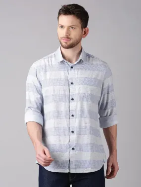 MEN'S BLUE STRIPE SLIM FIT SHIRT