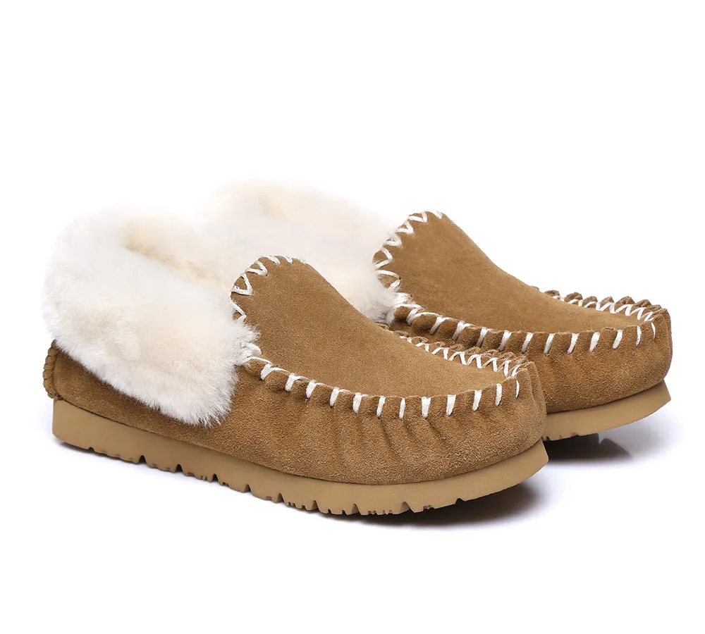 Mens Sheepskin Wool Ankle Slippers Popo Moccasins Big Size