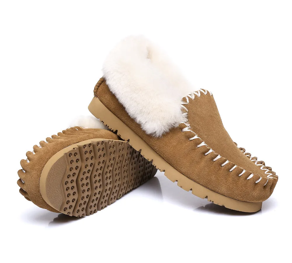 Mens Sheepskin Wool Ankle Slippers Popo Moccasins Big Size