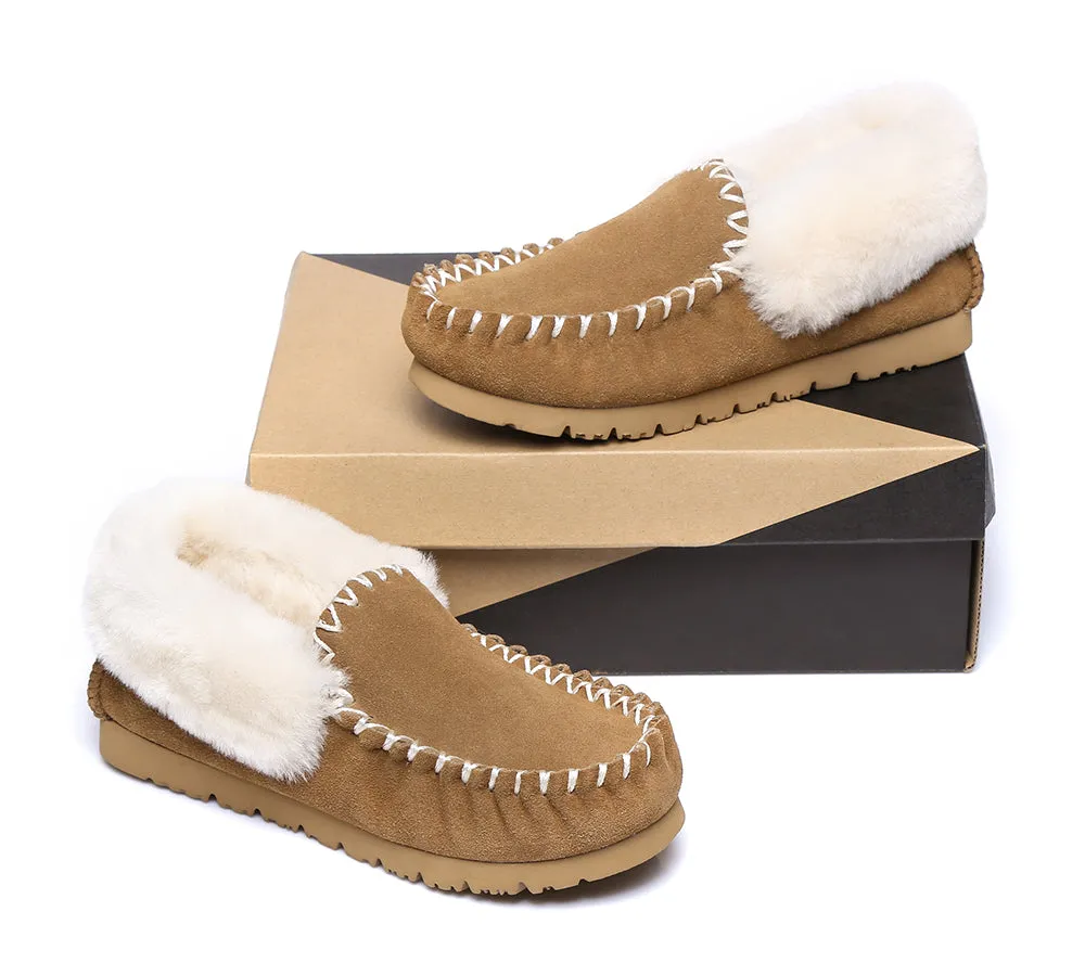 Mens Sheepskin Wool Ankle Slippers Popo Moccasins Big Size