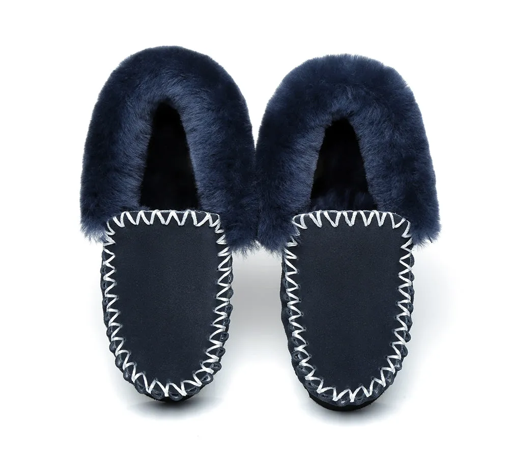 Mens Sheepskin Wool Ankle Slippers Popo Moccasins Big Size