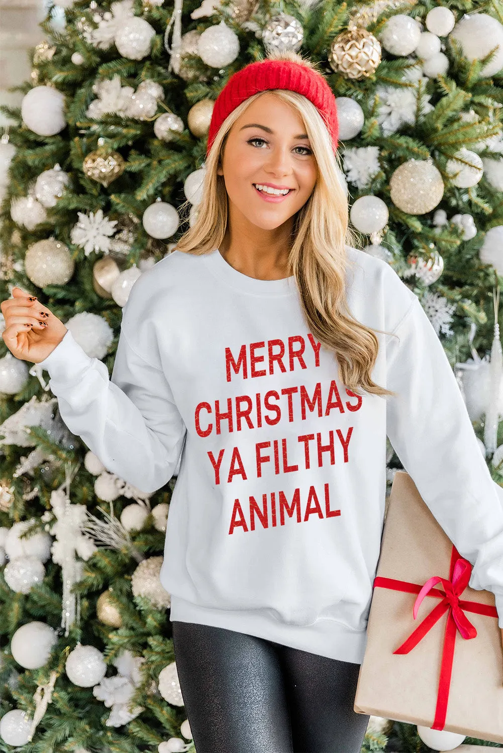 Merry Christmas Ya Filthy Animal Sweatshirt Xmas Pullover Holiday Tops