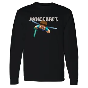 Minecraft Flying Steve Adult Premium Long Sleeve T-Shirt