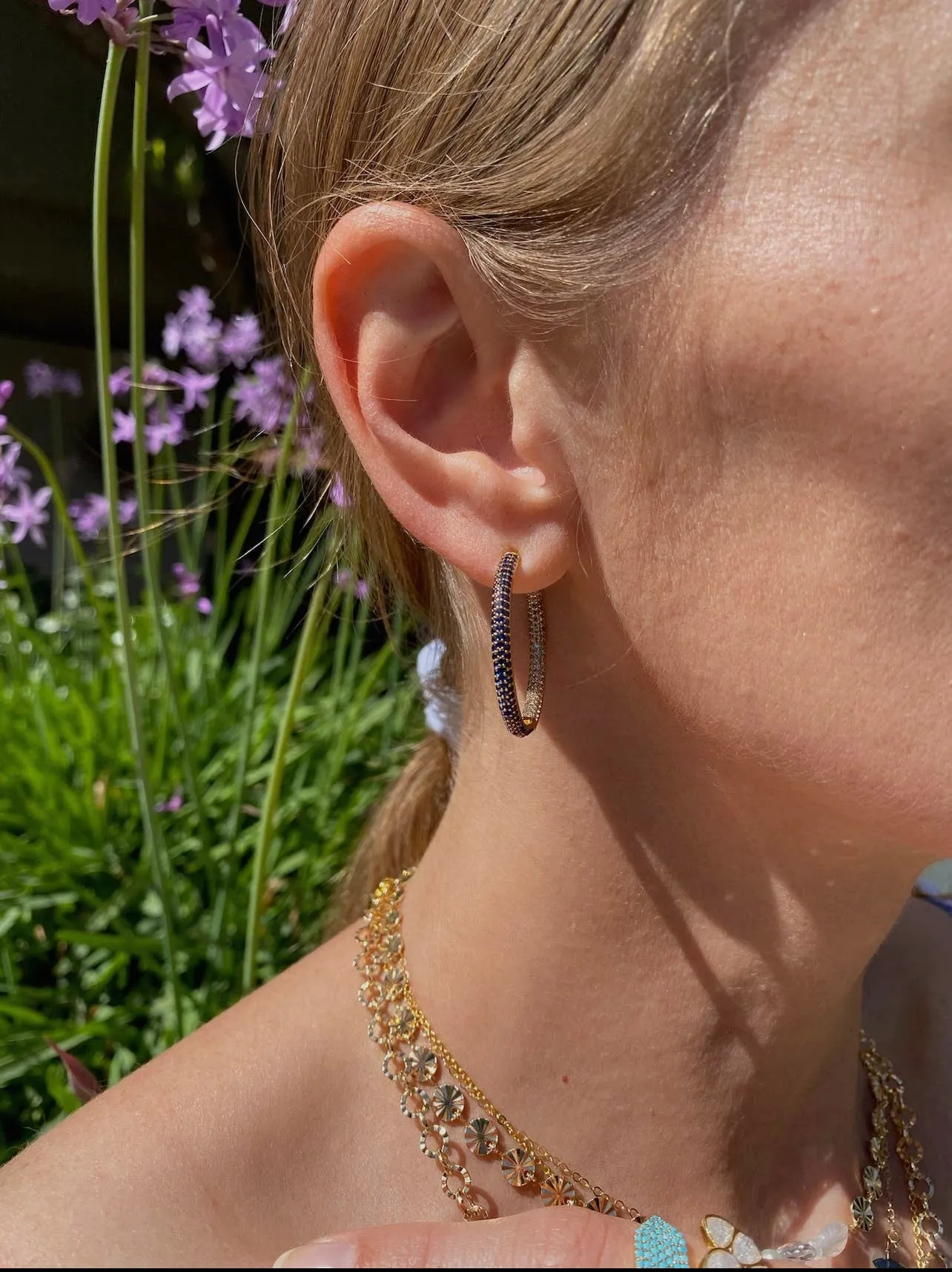 Native Gem - PARIS HOOPS- BLUE SAPPHIRE