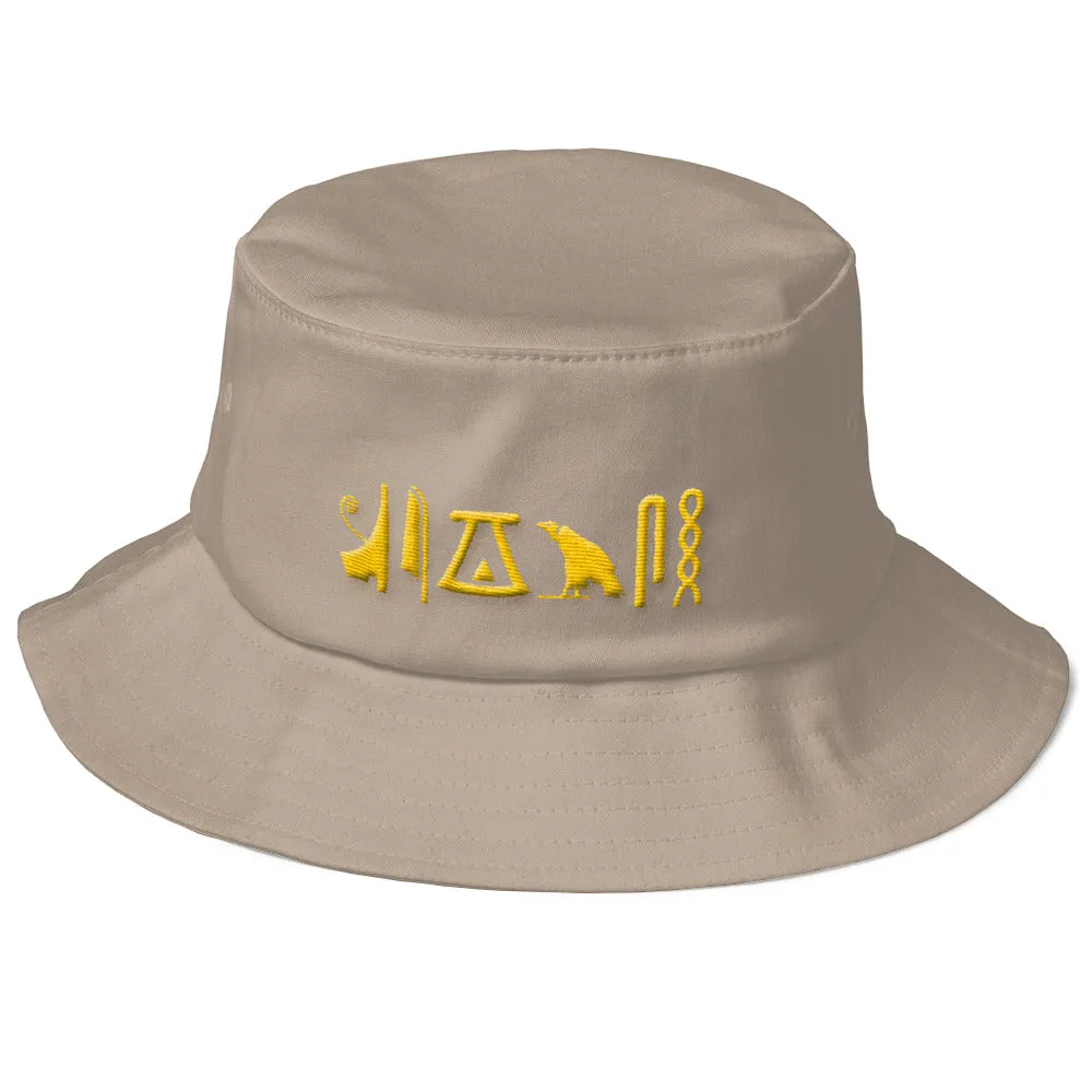 Negash ™ Gold Hieroglyphic Old School Bucket Hat