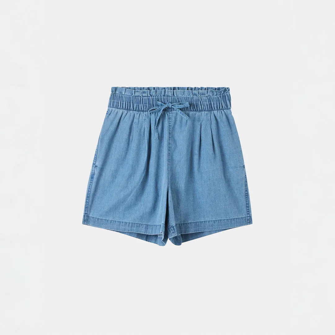 Paperbag Denim Shorts