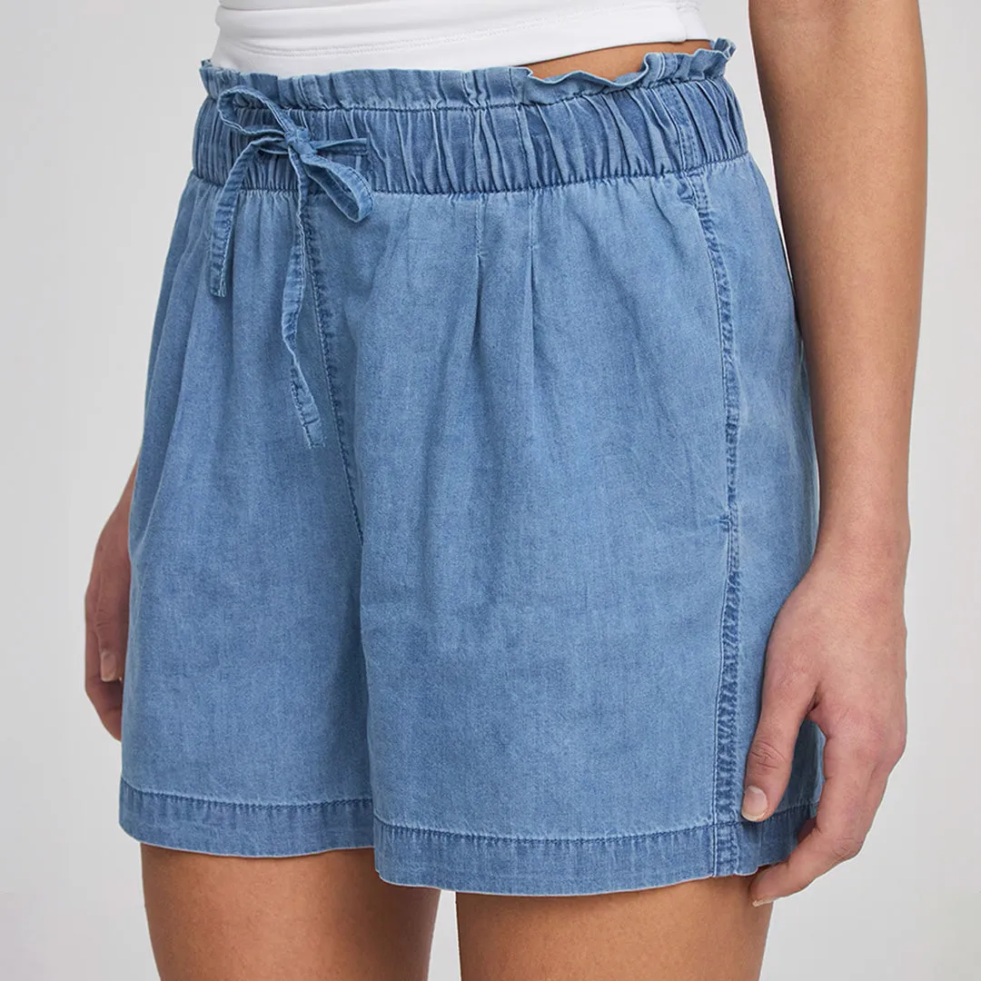 Paperbag Denim Shorts