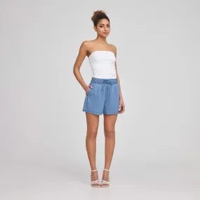 Paperbag Denim Shorts