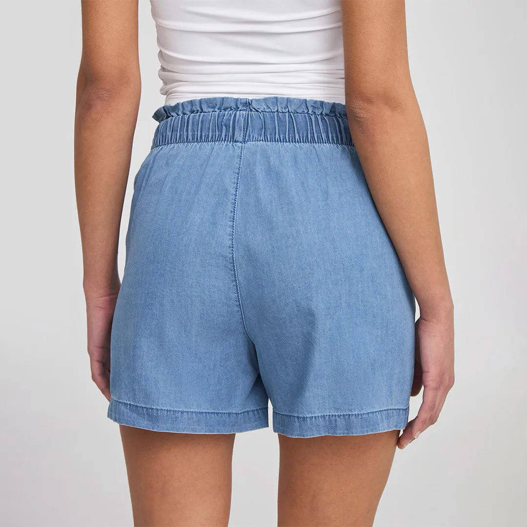 Paperbag Denim Shorts