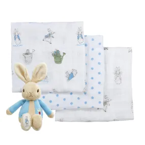 Peter Rabbit Soft Toy & Muslin Gift Set