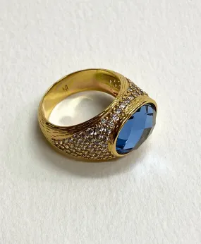 Pharaoh Gold Ring With Blue Topaz