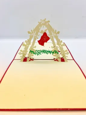 Pop-up Card _ Merry Christmas Red Bell Arch