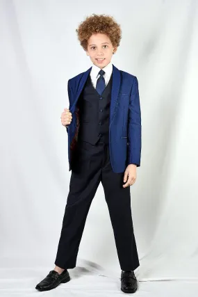 "Caesar" Kids Sapphire Shawl Tuxedo 5-Piece Set