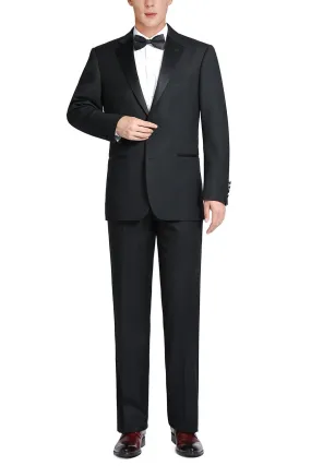 "Claude" Black 2-Button Notch Wool Tuxedo (2-Piece Set)