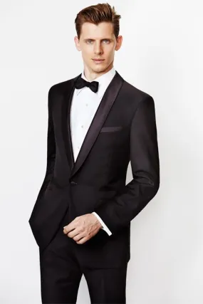 "Davis" Black 1-Button Shawl Tuxedo (2-Piece Set)