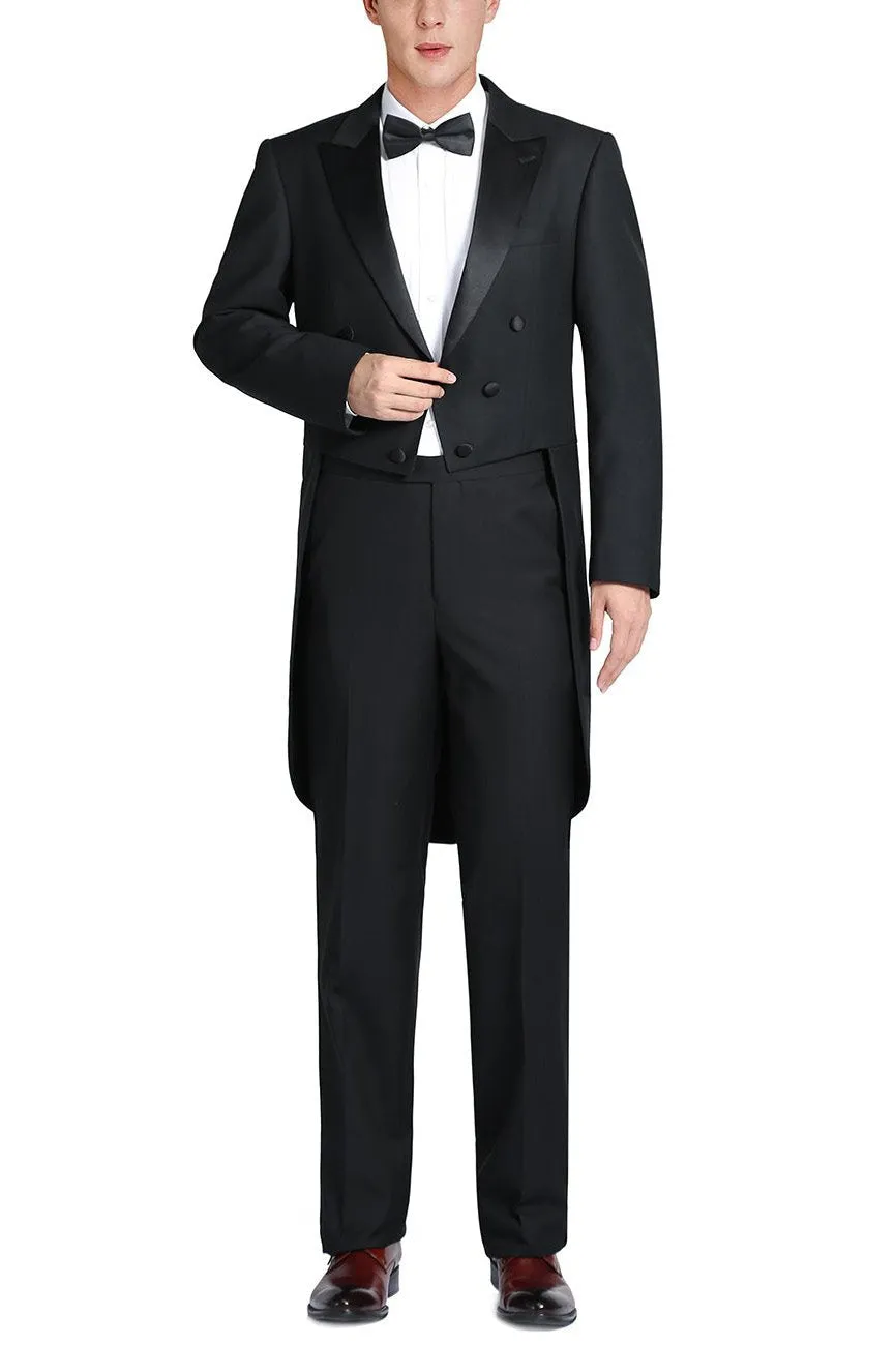 "Gabriel" Black Tailcoat Tuxedo (2-Piece Set)