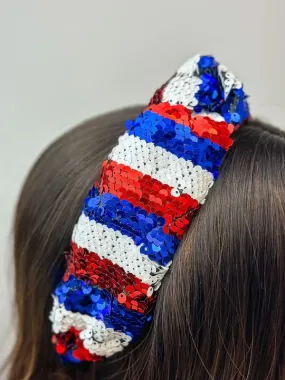 Red, White, & Blue Sequin Headband