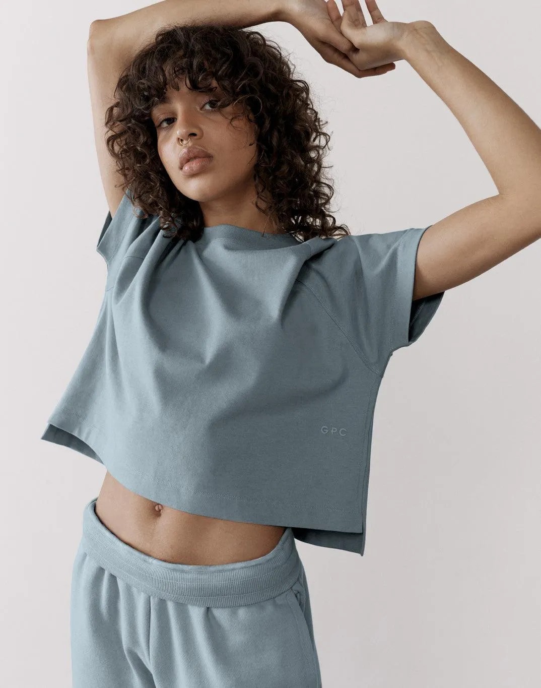 The Womens Crop Tee in Slate Grey